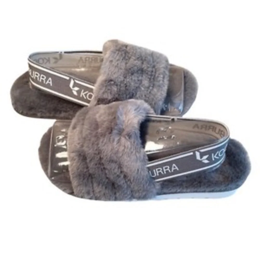 Koolaburra by UGG Kids Fuzz'n Slide Sandals‎ Gray Toddler Girls Size 13